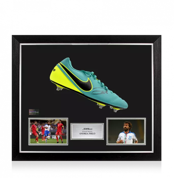 Andrea Pirlo Signed Nike Tiempo Boot In Bubble Frame: Option 1