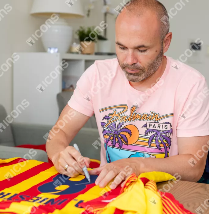 Andres Iniesta Back Signed FC Barcelona 2013-14 Away Shirt In Hero Frame: Option 1