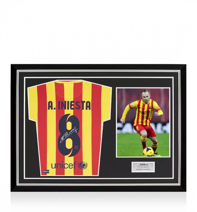 Andres Iniesta Back Signed FC Barcelona 2013-14 Away Shirt In Hero Frame: Option 1