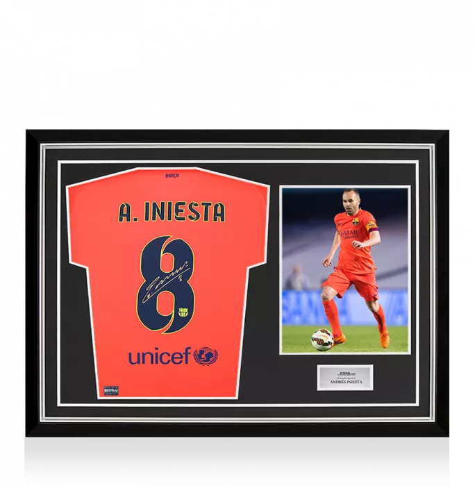 Andres Iniesta Back Signed FC Barcelona 2014-15 Away Shirt In Hero Frame: Option 1