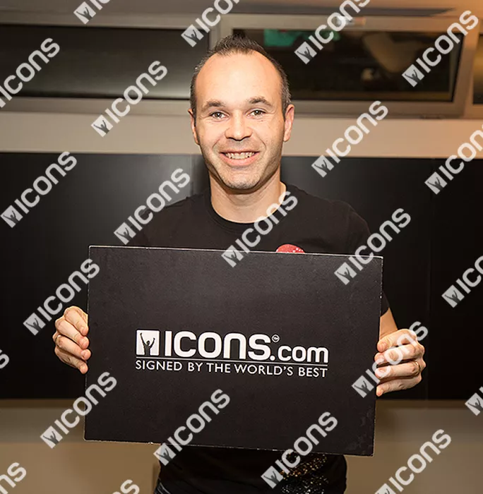 Andres Iniesta Back Signed FC Barcelona 2016-17 Home Shirt With Fan Style Numbers In Classic Frame