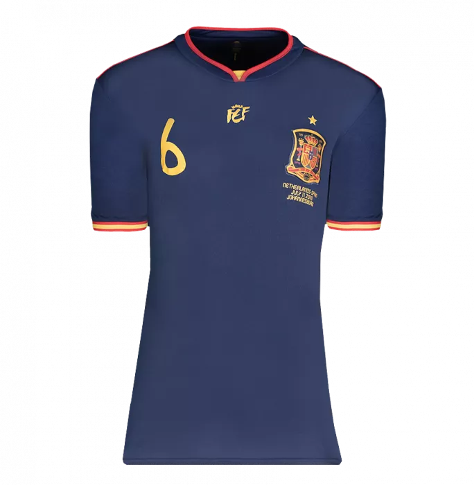 Andres Iniesta Back Signed Spain 2010 Away Shirt In Deluxe Packaging