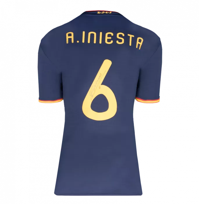 Andres Iniesta Back Signed Spain 2010 Away Shirt In Hero Frame: Option 1