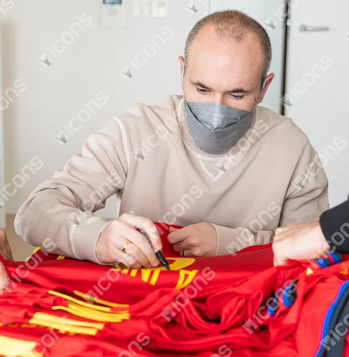 Andres Iniesta Back Signed Spain 2016-17 Home Shirt