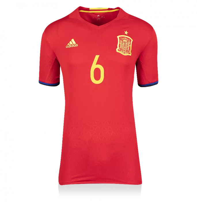 Andres Iniesta Back Signed Spain 2016-17 Home Shirt