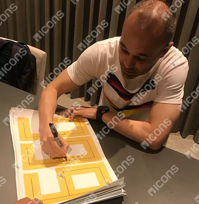 Andres Iniesta Back Signed Spain 2018 Home Shirt With Fan Style Number In Classic Frame