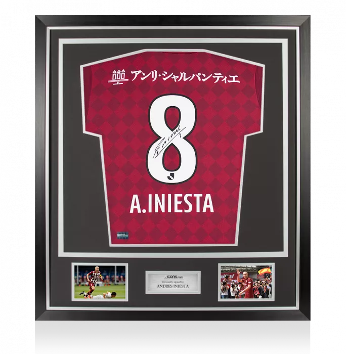 Andres Iniesta Back Signed Vissel Kobe 2020 Home Shirt In Classic Frame
