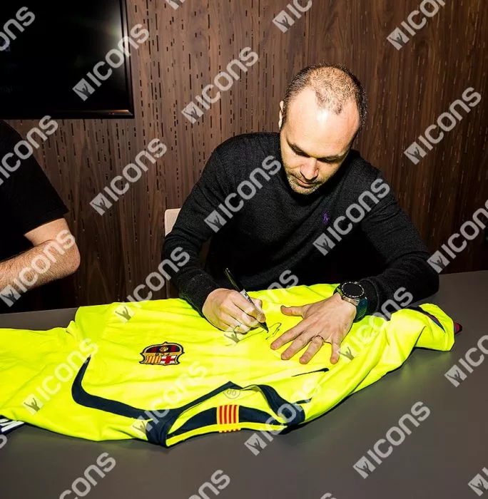 Andres Iniesta Front Signed FC Barcelona 2005-06 Away Shirt In Classic Frame