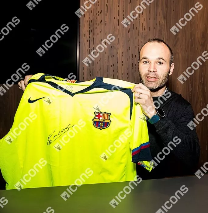 Andres Iniesta Front Signed FC Barcelona 2005-06 Away Shirt In Classic Frame
