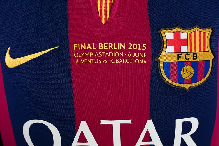 Andres Iniesta Front Signed FC Barcelona 2014-15 Shirt With UCL Final Text In Classic Frame