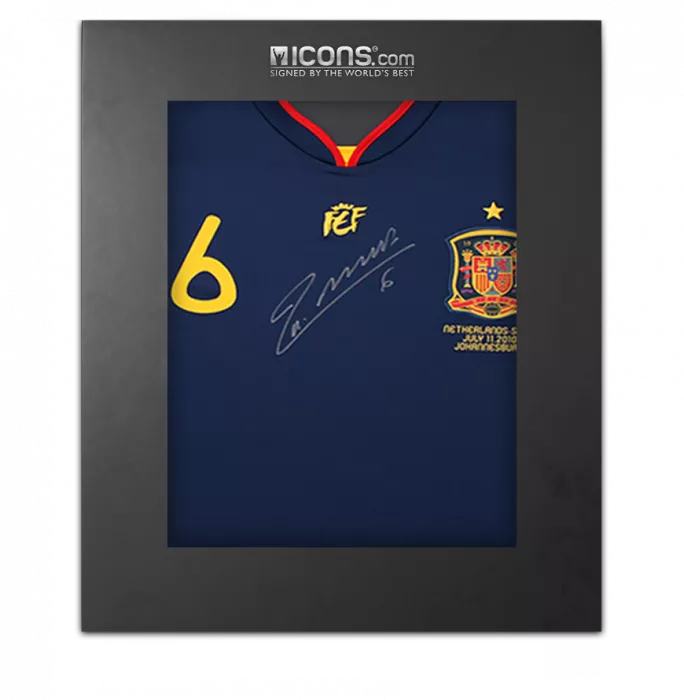 Andres Iniesta Front Signed Spain 2010 Away Shirt: World Cup Edition In Deluxe Packaging