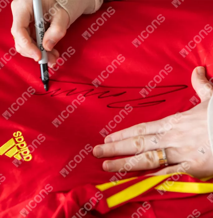 Andres Iniesta Front Signed Spain 2016-17 Home Shirt