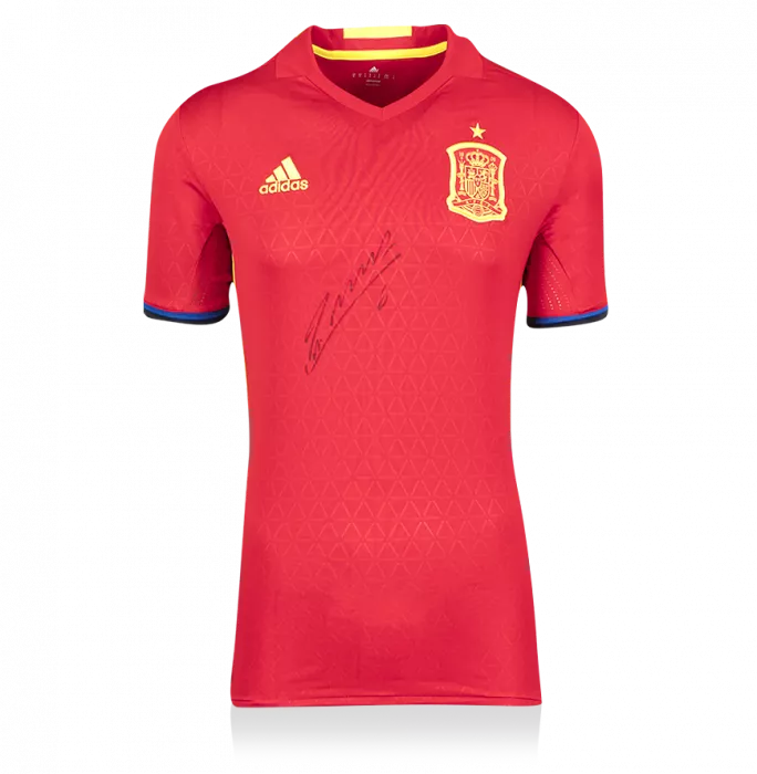 Andres Iniesta Front Signed Spain 2016-17 Home Shirt