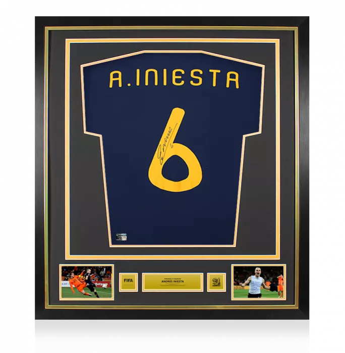 Andres Iniesta Official 2010 FIFA World Cup™ Back Signed And Framed Spain 2010 Away Shirt