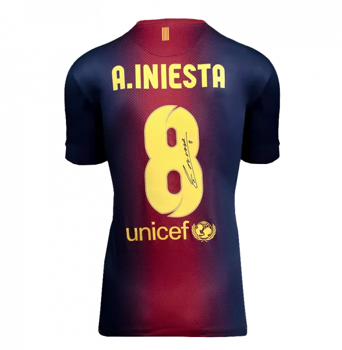Andres Iniesta Official FC Barcelona Back Signed And Framed 2012-13 Home Shirt