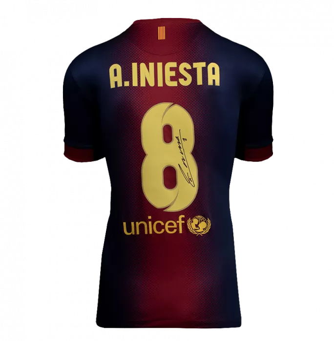 Andres Iniesta Official FC Barcelona Back Signed And Framed 2012-13 Home Shirt