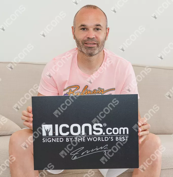 Andres Iniesta Official FC Barcelona Back Signed And Framed 2013-14 Home Shirt