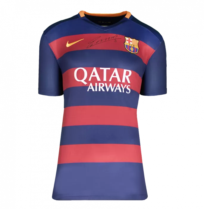 Andres Iniesta Official FC Barcelona Front Signed And Framed 2015-16 Home Shirt