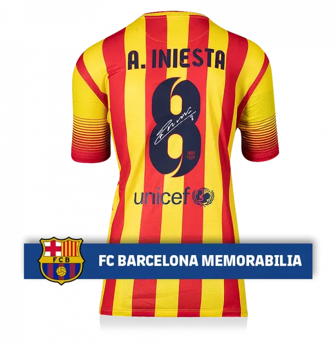 Andres Iniesta Official FC Barcelona Signed 2013-14 Away Shirt