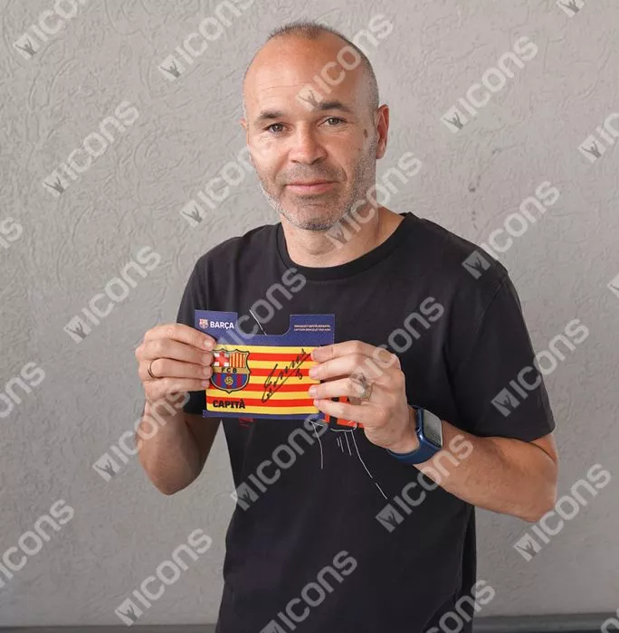 Andres Iniesta Official FC Barcelona Signed And Framed Captain's Armband