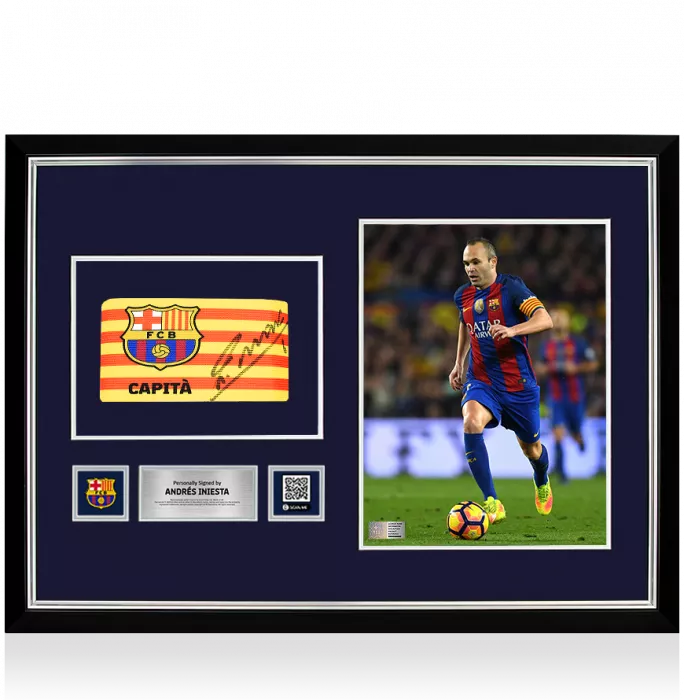Andres Iniesta Official FC Barcelona Signed and Framed Captain's Armband