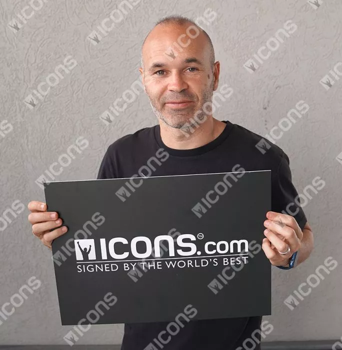 Andres Iniesta Official FC Barcelona Signed And Framed Photo: Celebration Vs Real Madrid