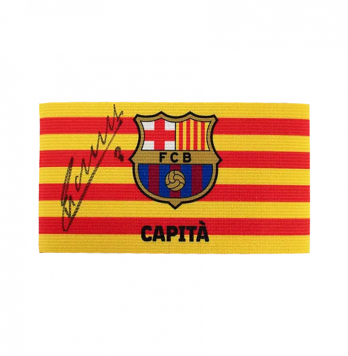 Andres Iniesta Official FC Barcelona Signed And Framed Captain's Armband
