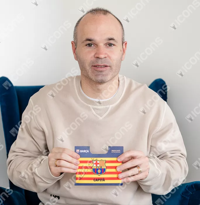 Andres Iniesta Official FC Barcelona Signed And Framed Captain's Armband