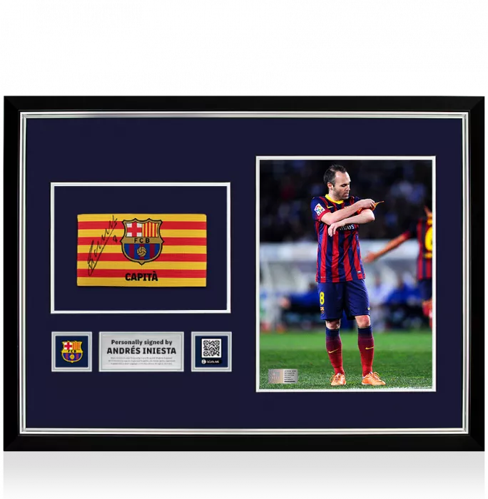 Andres Iniesta Official FC Barcelona Signed and Framed Captain's Armband