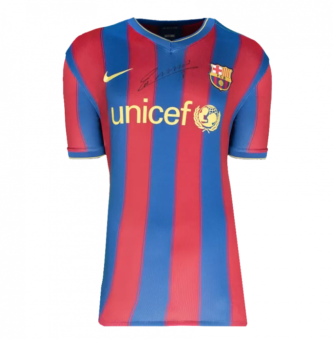 Andres Iniesta Official UEFA Champions League Front Signed And Framed FC Barcelona 2009-10 Home Shirt