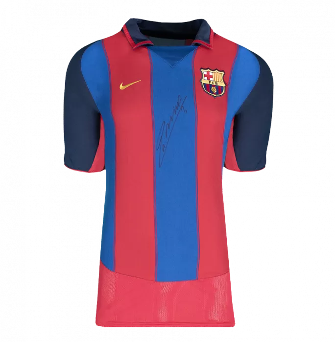 Andres Iniesta Official UEFA Champions League Front Signed And Hero Framed FC Barcelona 2003-04 Home Shirt