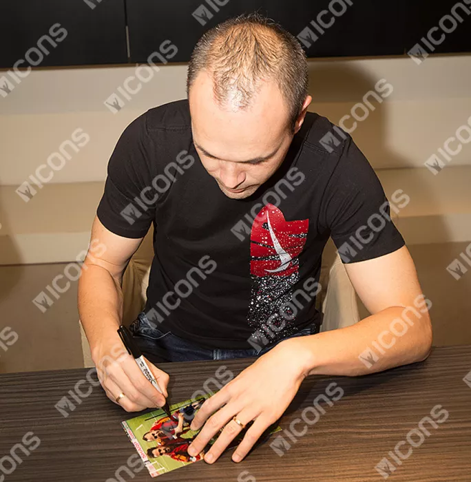 Andres Iniesta Signed Mini Spain Photo: UEFA EURO 2012 Winner