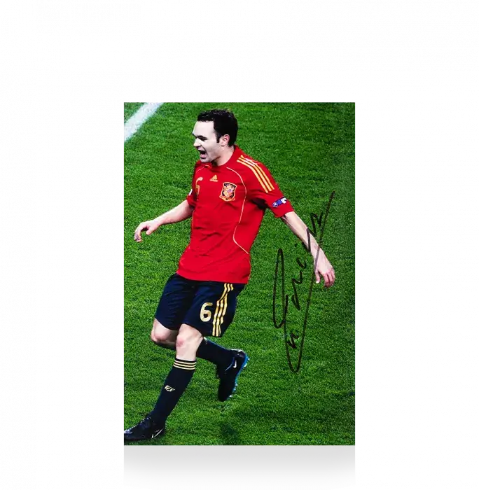 Andres Iniesta Signed Mini Spain Photo: UEFA EURO 2012 Winner