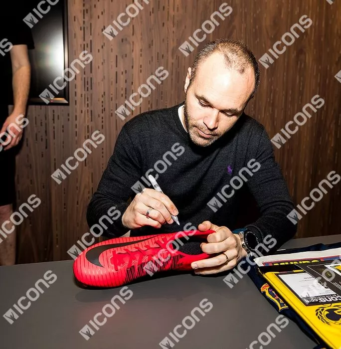 Andres Iniesta Signed Red And Black Nike Mercurial Boot