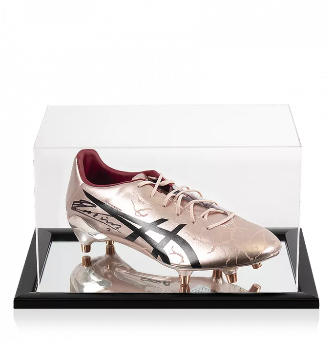 Andres Iniesta Signed Rose Asics Menace Boot In Acrylic Case