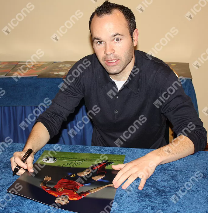 Andres Iniesta Signed Spain Photo: On The Ball