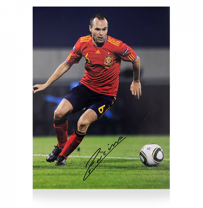 Andres Iniesta Signed Spain Photo: On The Ball