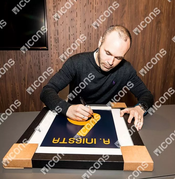 Andres Iniesta Signed Spain Shirt Print In Black Wooden Frame: Limited Edition 2010 FIFA World Cup Winner