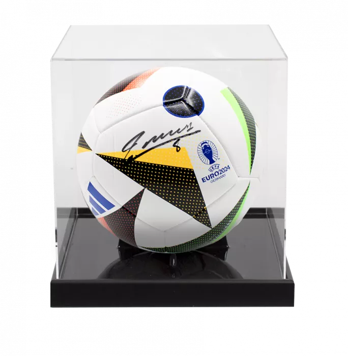 Andres Iniesta Signed UEFA EURO 2024 Football in Acrylic Case