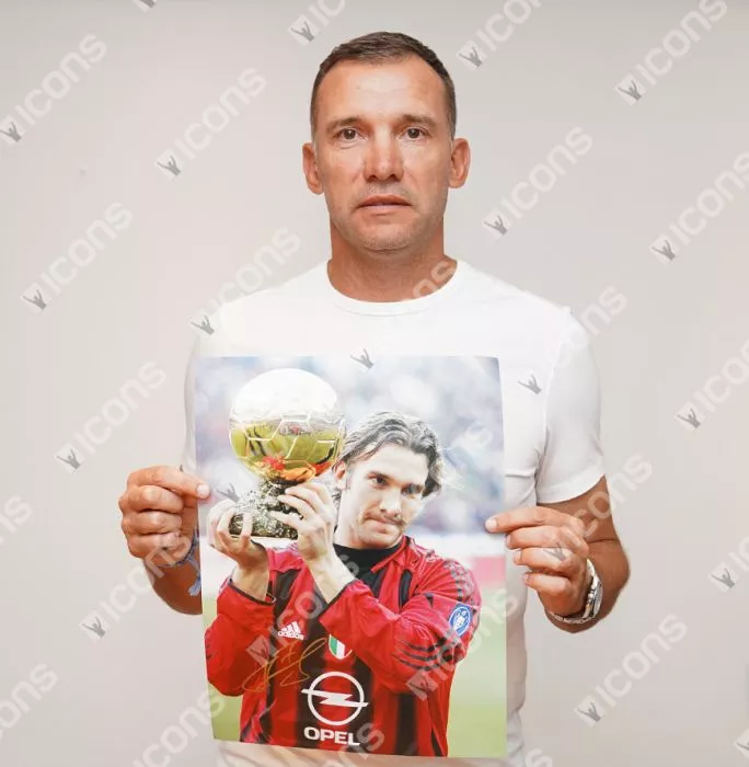 Andriy Shevchenko AC Milan & Lothar Matthaus Internazionale Signed Photos In Dual Photo Frame