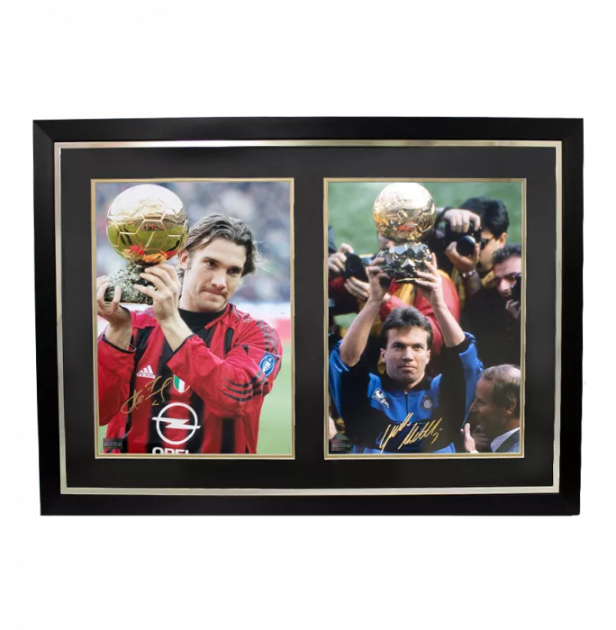 Andriy Shevchenko AC Milan & Lothar Matthaus Internazionale Signed Photos In Dual Photo Frame