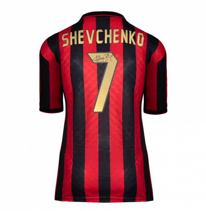 Andriy Shevchenko Back Signed AC Milan 1996 Home Shirt With Fan Style Numbers In Classic Frame