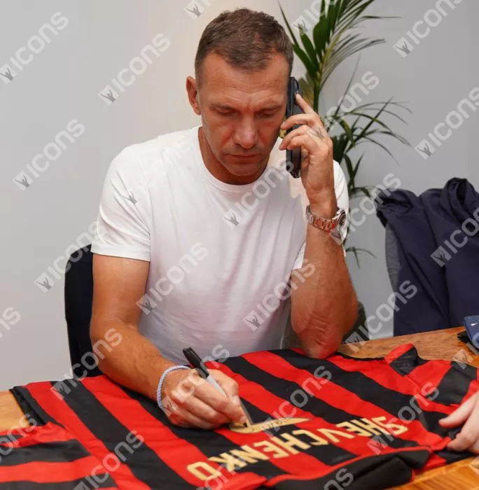 Andriy Shevchenko Back Signed AC Milan 1996 Home Shirt With Fan Style Numbers In Classic Frame