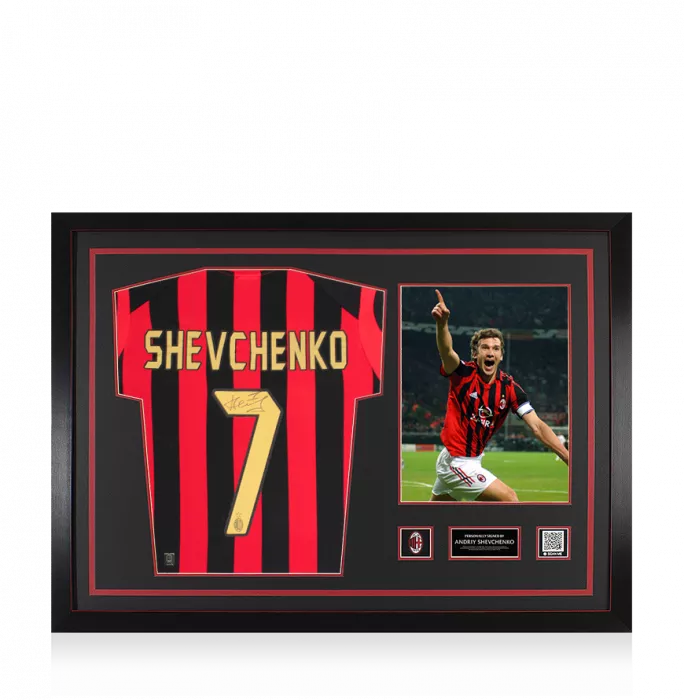 Andriy Shevchenko Official AC Milan Back Signed And Framed 2005-06 Home Shirt