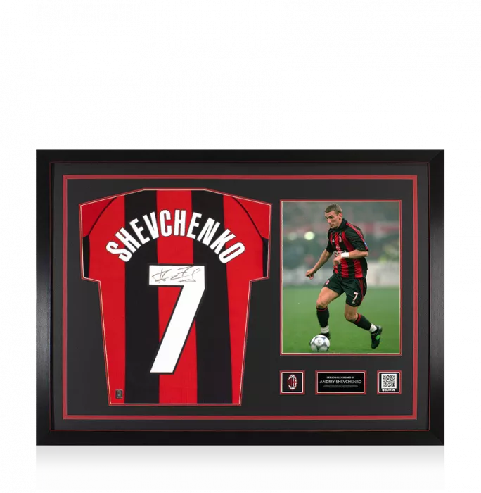 Andriy Shevchenko Official AC Milan Back Signed And Framed 1998-99 Home Shirt