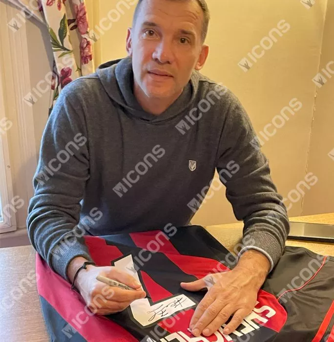 Andriy Shevchenko Official AC Milan Back Signed And Framed 2000-02 Home Shirt