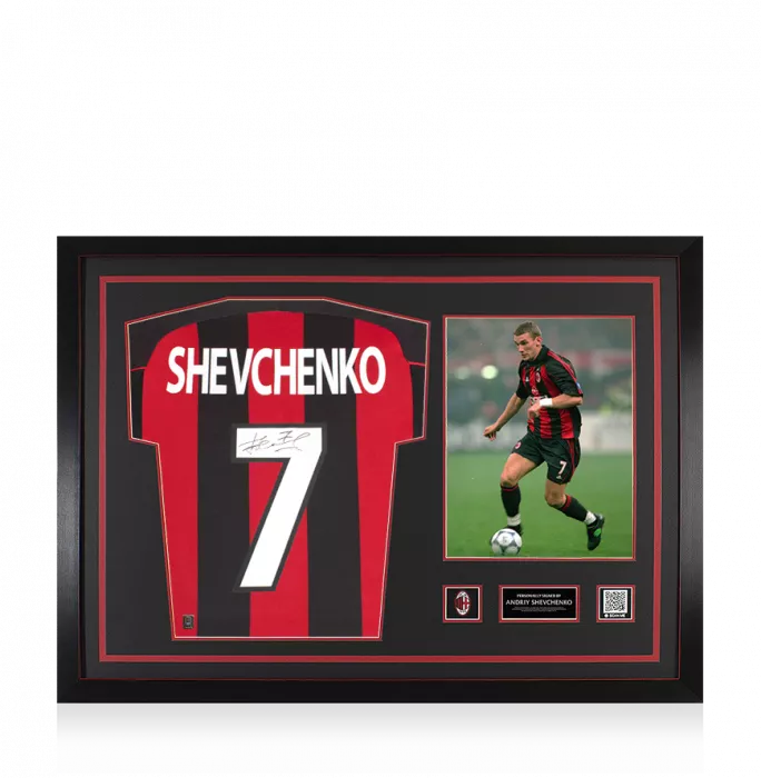 Andriy Shevchenko Official AC Milan Back Signed And Framed 2000-02 Home Shirt