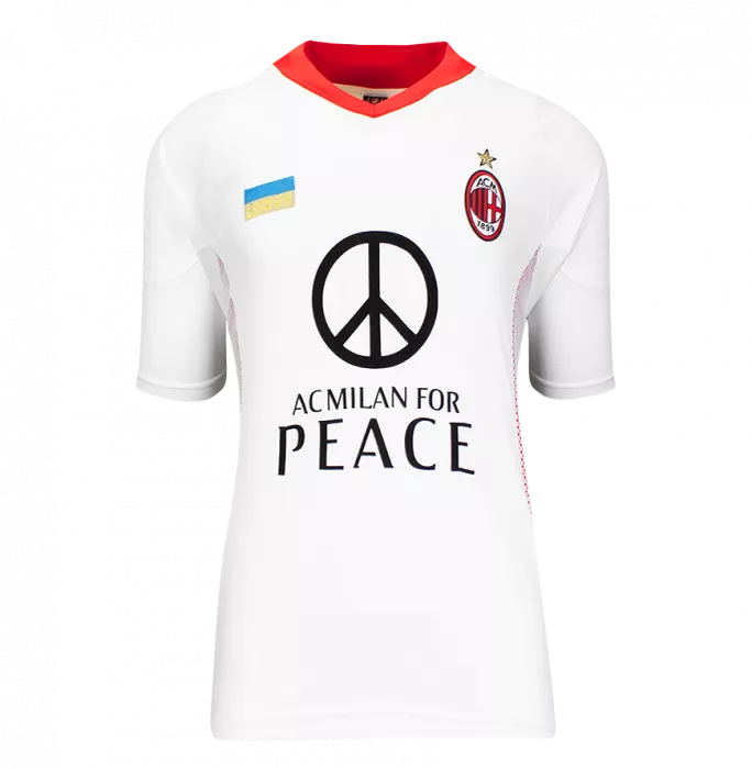 Andriy Shevchenko Official AC Milan Back Signed And Framed 2002-03 Away Shirt: "For Peace" Special Edition