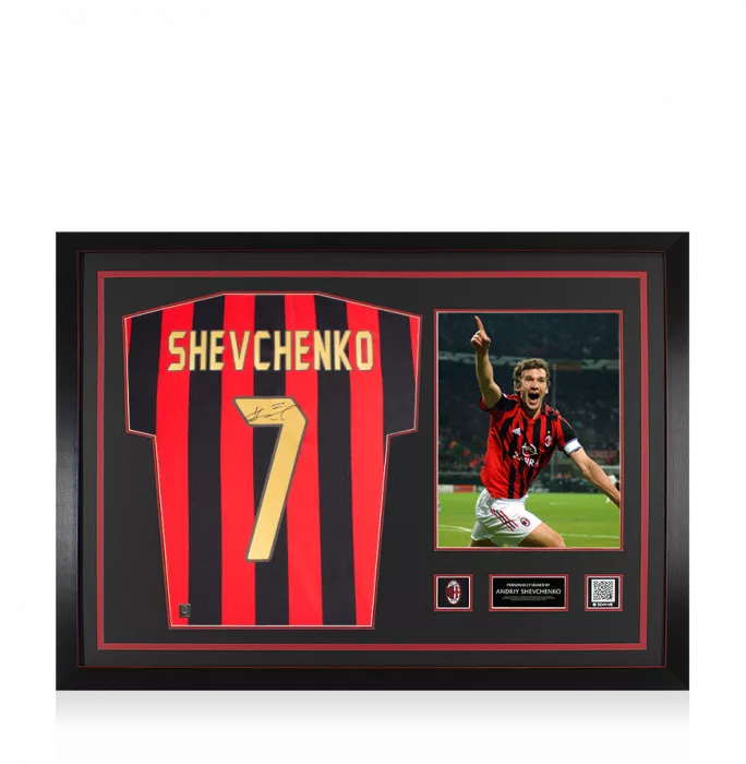 Andriy Shevchenko Official AC Milan Back Signed and Framed 1988 Home Shirt with Fan Style Numbers