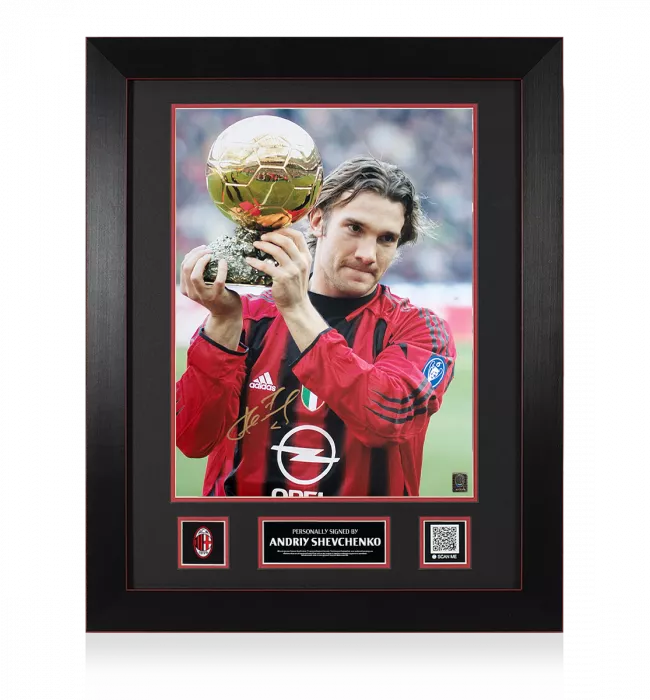 Andriy Shevchenko Official AC Milan Signed and Framed Photo: 2004 Ballon d'Or Winner